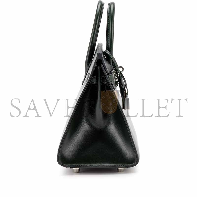 HERMÈS BIRKIN 25 SELLIER VERT FONCE BOX CALF PALLADIUM HARDWARE  (25*20*13cm)